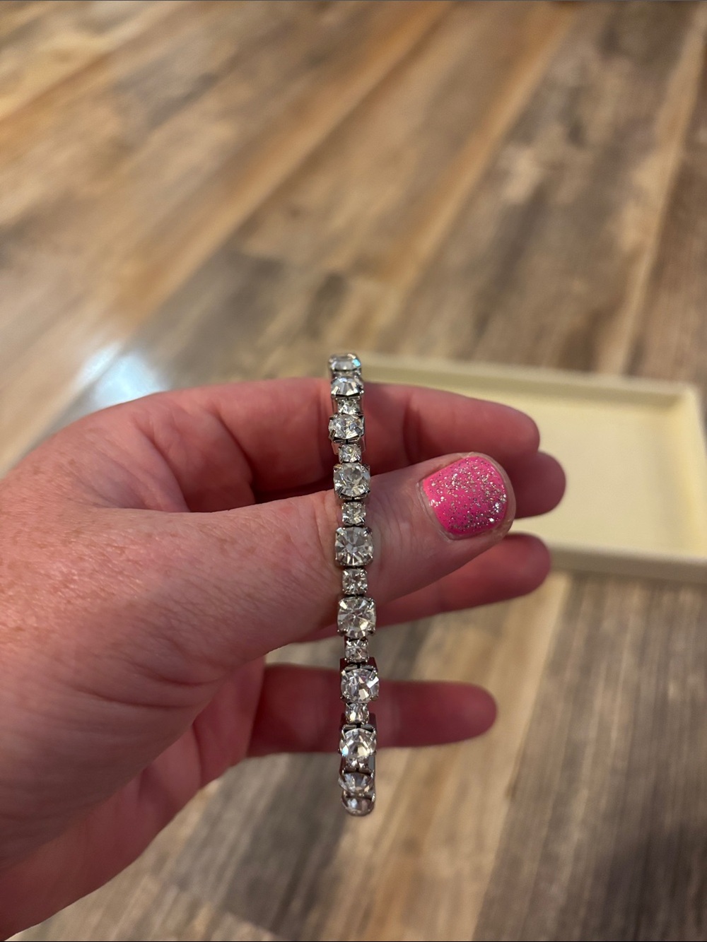 Silver Rhinestone Stretchy Bracelet - Picture 3 of 4
